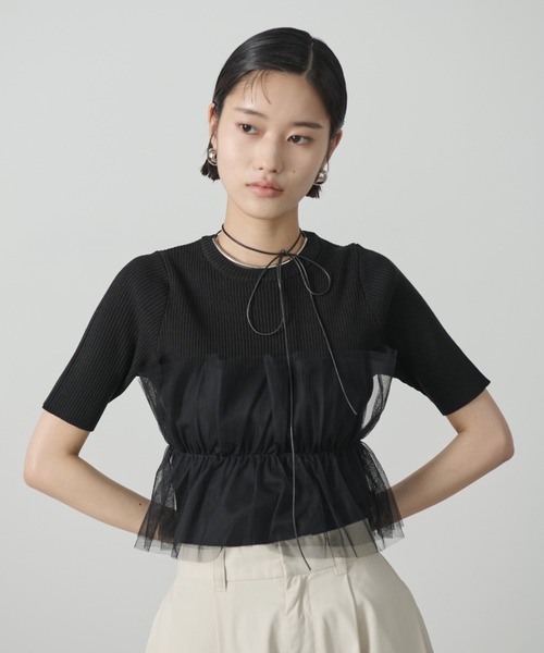 AIC.（エーアイシー）の「チュールデザインリブニットトップス（その他トップス・レディース・ホワイト/ブラック・FREE）」の19枚目の写真