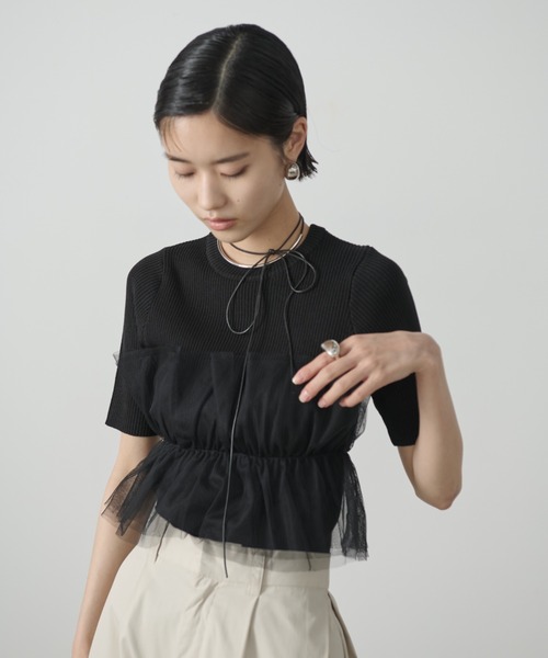 AIC.（エーアイシー）の「チュールデザインリブニットトップス（その他トップス・レディース・ホワイト/ブラック・FREE）」の18枚目の写真