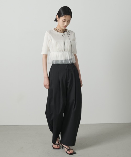 AIC.（エーアイシー）の「チュールデザインリブニットトップス（その他トップス・レディース・ホワイト/ブラック・FREE）」の14枚目の写真
