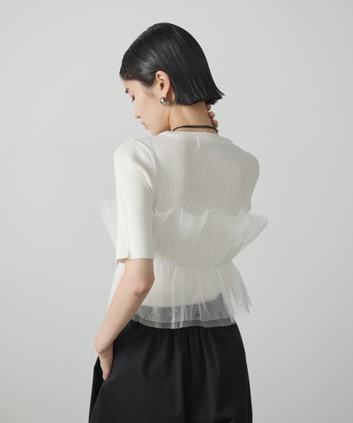 AIC.（エーアイシー）の「チュールデザインリブニットトップス（その他トップス・レディース・ホワイト/ブラック・FREE）」の8枚目の写真