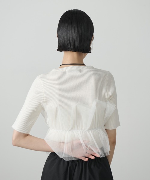 AIC.（エーアイシー）の「チュールデザインリブニットトップス（その他トップス・レディース・ホワイト/ブラック・FREE）」の9枚目の写真