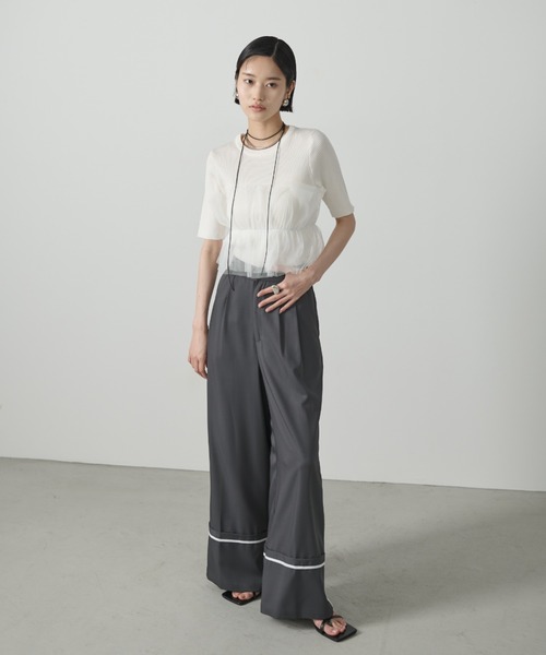 AIC.（エーアイシー）の「チュールデザインリブニットトップス（その他トップス・レディース・ホワイト/ブラック・FREE）」の12枚目の写真