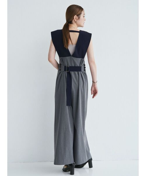 ELENDEEK（エレンディーク）の「【FUJIKO×ELENDEEK】バイカラーコンビネゾン（つなぎ/オールインワン・レディース・ブラック/グレー/モカ・01/02）」の21枚目の写真