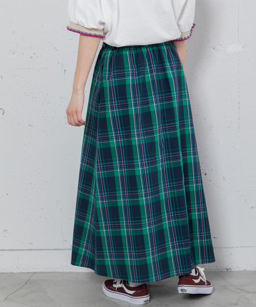 POU DOU DOU(プードゥドゥ)の「マドラスチェックフレアスカート(スカート・レディース・ネイビー/グレー系・M)」の18枚目の写真