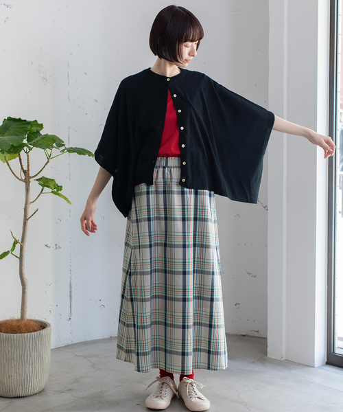 POU DOU DOU(プードゥドゥ)の「マドラスチェックフレアスカート(スカート・レディース・ネイビー/グレー系・M)」の22枚目の写真