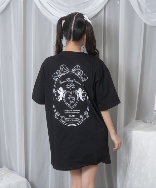 Honey Cinnamon(ハニーシナモン)の「エンジェルフレームTシャツ(Tシャツ/カットソー・レディース・ブラック/ピンク・FREE)」の2枚目の写真