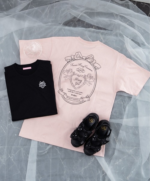 Honey Cinnamon(ハニーシナモン)の「エンジェルフレームTシャツ(Tシャツ/カットソー・レディース・ブラック/ピンク・FREE)」の6枚目の写真