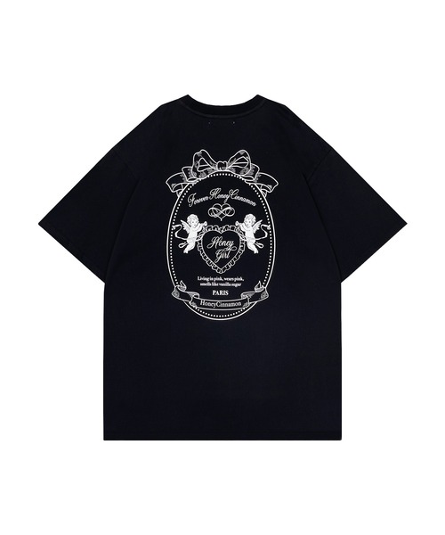 Honey Cinnamon(ハニーシナモン)の「エンジェルフレームTシャツ(Tシャツ/カットソー・レディース・ブラック/ピンク・FREE)」の5枚目の写真