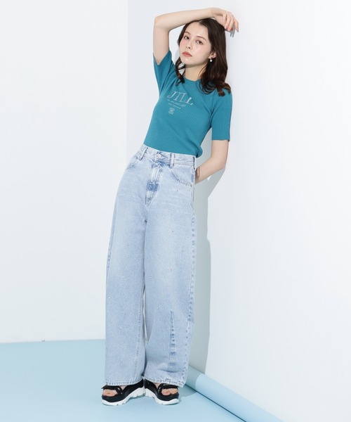 JILL by JILL STUART(ジルバイジルスチュアート)の「◇ロゴ刺繍コンパクトリブニット(ニット/セーター・レディース・ラベンダー/ホワイト/グリーン・FREE)」の8枚目の写真