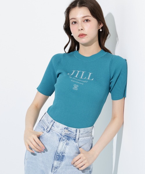 新品未使用タグ付きJILLBYJILLSTUARTシシュウロゴベルスリーブニット ジルバイジルスチュアート JILL by JILLSTUART ショート丈刺繍