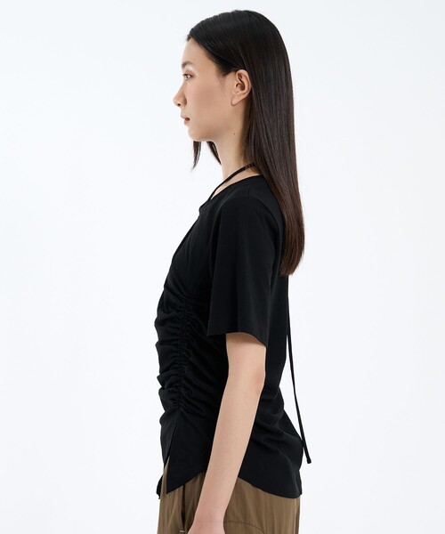 PUBLIC TOKYO（パブリックトウキョウ）の「【残り僅か】アシメギャザーホルタートップス（Tシャツ/カットソー・レディース・ブラック/ブルー・FREE）」の6枚目の写真