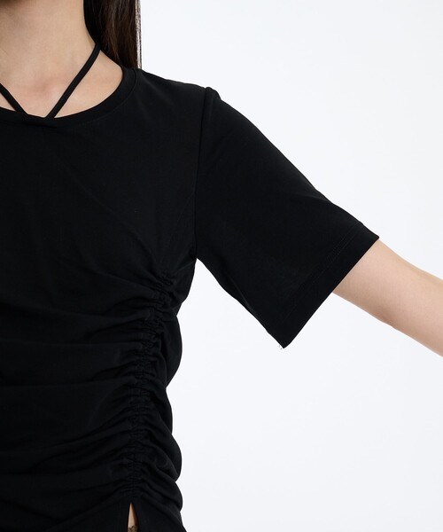 PUBLIC TOKYO（パブリックトウキョウ）の「【残り僅か】アシメギャザーホルタートップス（Tシャツ/カットソー・レディース・ブラック/ブルー・FREE）」の9枚目の写真
