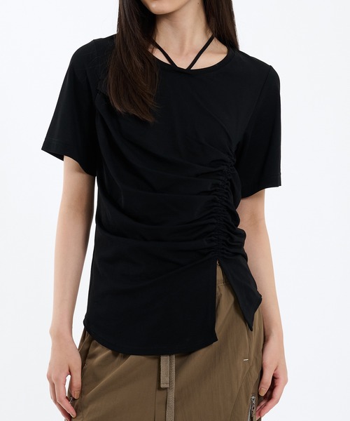 PUBLIC TOKYOパブリック東京トップス アシメギャザーホルタートップス（Tシャツ/カットソー）｜PUBLIC