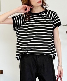 RCD（アールシーディー）の「【コットン100%　二の腕すっきり 】コットン100％ クルーネックフレンチスリーブTシャツ　半袖（Tシャツ/カットソー）」