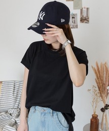 RCD（アールシーディー）の「【コットン100%　二の腕すっきり 】コットン100％ クルーネックフレンチスリーブTシャツ　半袖（Tシャツ/カットソー）」