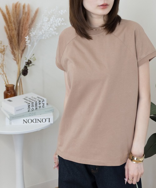 RCD(アールシーディー)の「【コットン100% 二の腕すっきり 】コットン100% クルーネックフレンチスリーブTシャツ 半袖(Tシャツ/カットソー・レディース・モカ/ミント/ブラック×ホワイト/ブラック/ホワイト×ブラック/オフホワイト/チャコールグレー/ホワイト系その他5・F)」の7枚目の写真