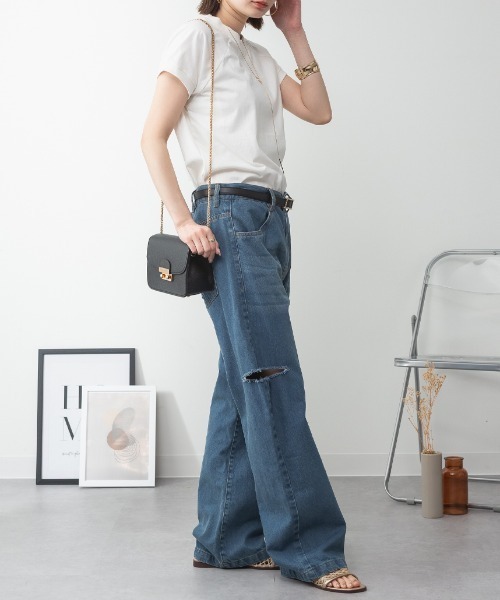 RCD(アールシーディー)の「【コットン100% 二の腕すっきり 】コットン100% クルーネックフレンチスリーブTシャツ 半袖(Tシャツ/カットソー・レディース・モカ/ミント/ブラック×ホワイト/ブラック/ホワイト×ブラック/オフホワイト/チャコールグレー/ホワイト系その他5・F)」の21枚目の写真