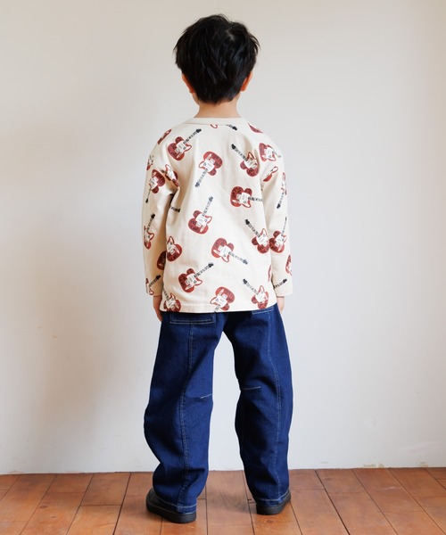 MAKE YOUR DAY（メイクユアデイ）の「エレクトリックギター総柄長袖Tシャツ■80～140cm（Tシャツ/カットソー・キッズ・チャコールグレー/ベージュ・90/130/80/100/110/120/140）」の8枚目の写真