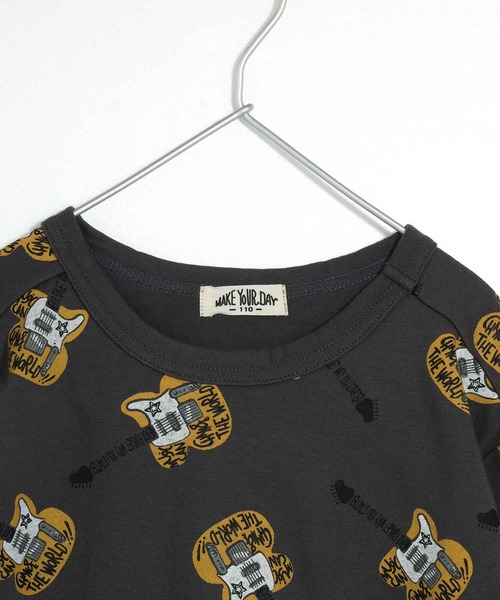 MAKE YOUR DAY（メイクユアデイ）の「エレクトリックギター総柄長袖Tシャツ■80～140cm（Tシャツ/カットソー・キッズ・チャコールグレー/ベージュ・90/130/80/100/110/120/140）」の12枚目の写真