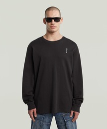 BACK EMBRO TEXT LOOSE T-SHIRT/ミリタリーディテールバック刺繍テキストロゴオーバーサイズTシャツ