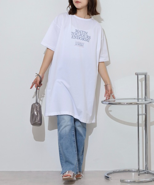 Arinomama（アリノママ）の「バックシャーリング チュニックTシャツ（Tシャツ/カットソー・レディース・ブラック/オフホワイト/ブラック系/グレー系/ホワイト系・FREE）」の10枚目の写真