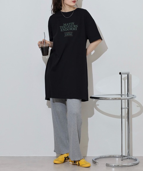 Arinomama（アリノママ）の「バックシャーリング チュニックTシャツ（Tシャツ/カットソー・レディース・ブラック/オフホワイト/ブラック系/グレー系/ホワイト系・FREE）」の15枚目の写真