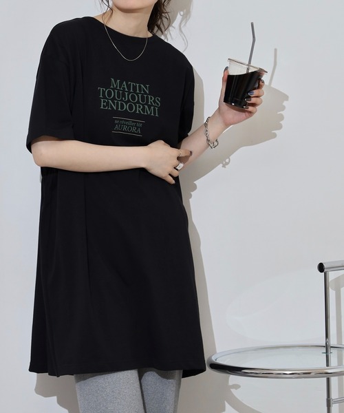 Arinomama（アリノママ）の「バックシャーリング チュニックTシャツ（Tシャツ/カットソー・レディース・ブラック/オフホワイト/ブラック系/グレー系/ホワイト系・FREE）」の11枚目の写真