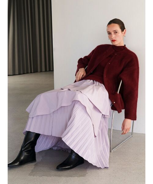 ELENDEEK（エレンディーク）の「アシンメトリープリーツミックススカート（スカート・レディース・ラベンダー/ブラウン/チャコールグレー・01/02）」の4枚目の写真