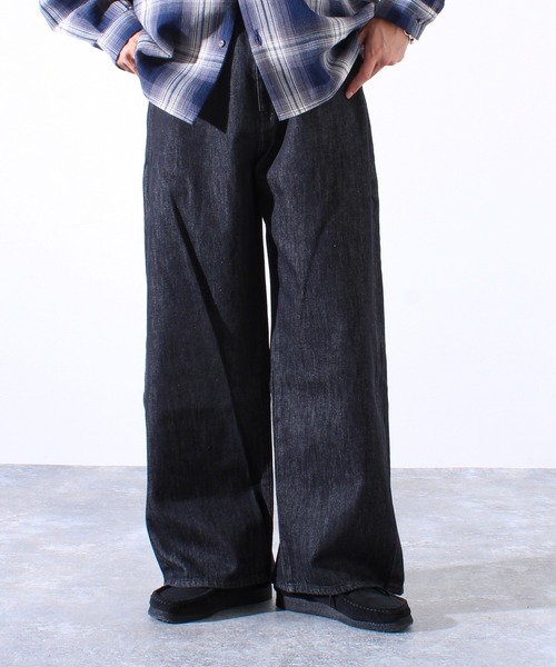 GLOSTER(グロスター)の「【WEB限定】2WAY バギーフレアデニム(デニムパンツ・メンズ・インディゴブルー/ブラック・マルチサイズ)」の2枚目の写真