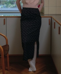 floral chiffon long skirt