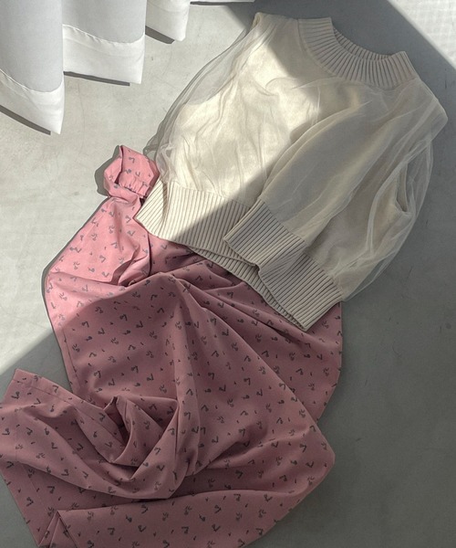 HONEY MI HONEY(ハニーミーハニー)の「floral chiffon long skirt(スカート・レディース・ブラック/ピンク/ベージュ・FREE)」の8枚目の写真