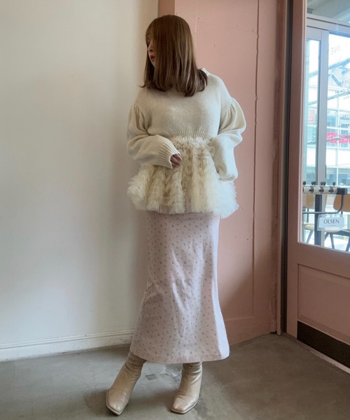 HONEY MI HONEY(ハニーミーハニー)の「floral chiffon long skirt(スカート・レディース・ブラック/ピンク/ベージュ・FREE)」の21枚目の写真