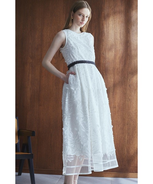 エステラケー　レース ワンピース ホワイト セール】Florentina Lace Belted Dress ラインシアーレース
