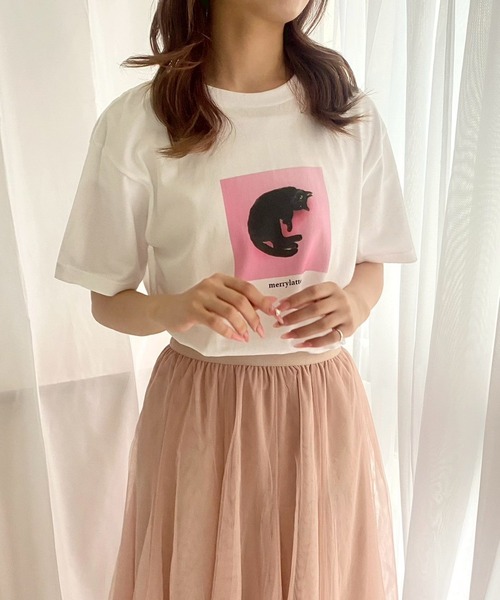 cuorequal(クオレコール)の「黒猫フォト半袖Tシャツ(Tシャツ/カットソー・レディース・B/A/D/C・MEDIUM)」の2枚目の写真