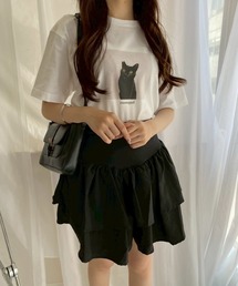 黒猫フォト半袖Tシャツ