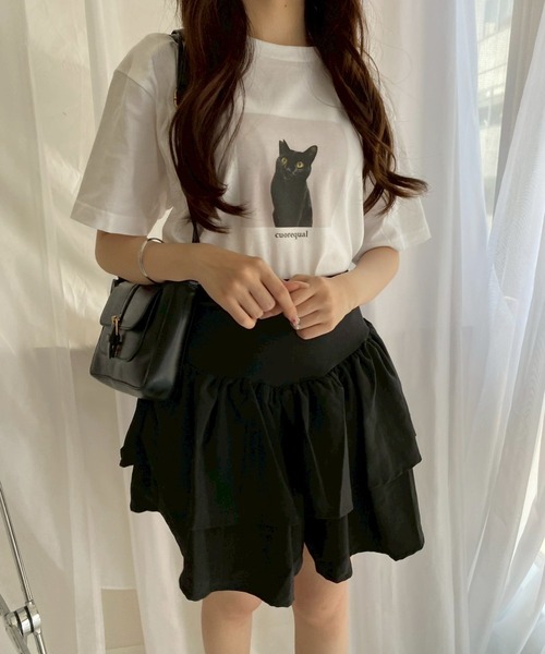 cuorequal(クオレコール)の「黒猫フォト半袖Tシャツ(Tシャツ/カットソー・レディース・B/A/D/C・MEDIUM)」の4枚目の写真