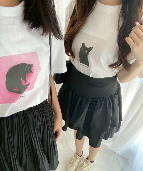 cuorequal(クオレコール)の「黒猫フォト半袖Tシャツ(Tシャツ/カットソー・レディース・B/A/D/C・MEDIUM)」の13枚目の写真