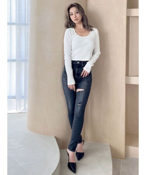 GYDA（ジェイダ）の「レオパードBACKリボンテレコロンＴ（Tシャツ/カットソー・レディース・オフホワイト/ブラック・FREE）」の14枚目の写真