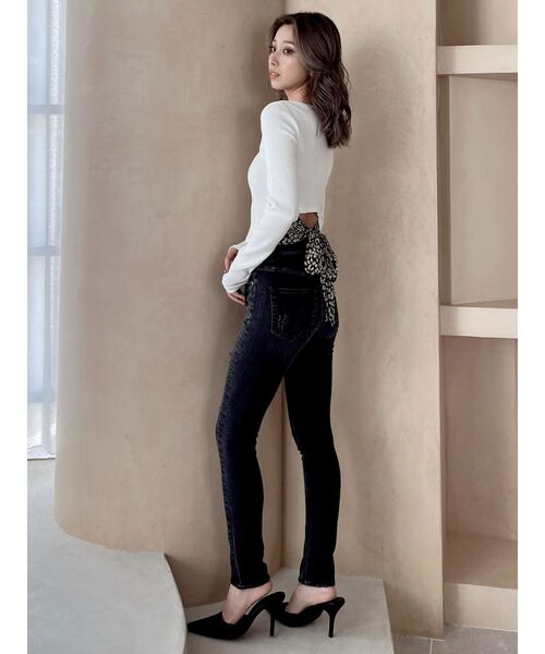 GYDA（ジェイダ）の「レオパードBACKリボンテレコロンＴ（Tシャツ/カットソー・レディース・オフホワイト/ブラック・FREE）」の15枚目の写真