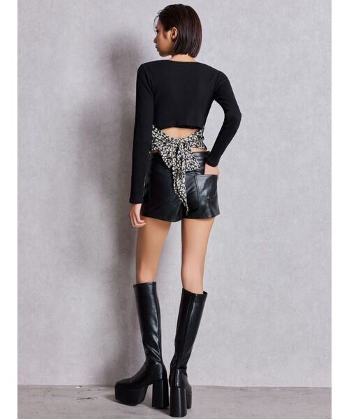 GYDA（ジェイダ）の「レオパードBACKリボンテレコロンＴ（Tシャツ/カットソー・レディース・オフホワイト/ブラック・FREE）」の10枚目の写真