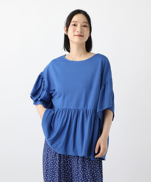 studio CLIP(スタディオクリップ)の「《natural by clip》鹿の子ギャザープルオーバー(Tシャツ/カットソー・レディース・ブルー/オレンジ/ブラック・FREE)」の3枚目の写真