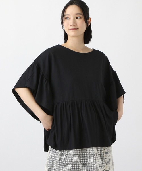studio CLIP(スタディオクリップ)の「《natural by clip》鹿の子ギャザープルオーバー(Tシャツ/カットソー・レディース・ブルー/オレンジ/ブラック・FREE)」の4枚目の写真