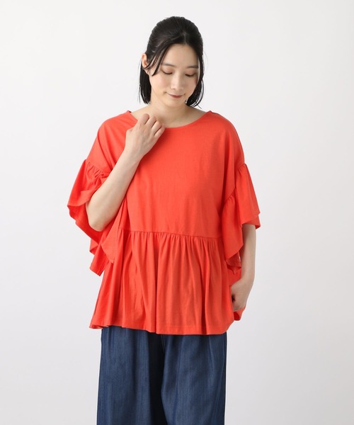 studio CLIP(スタディオクリップ)の「《natural by clip》鹿の子ギャザープルオーバー(Tシャツ/カットソー・レディース・ブルー/オレンジ/ブラック・FREE)」の11枚目の写真