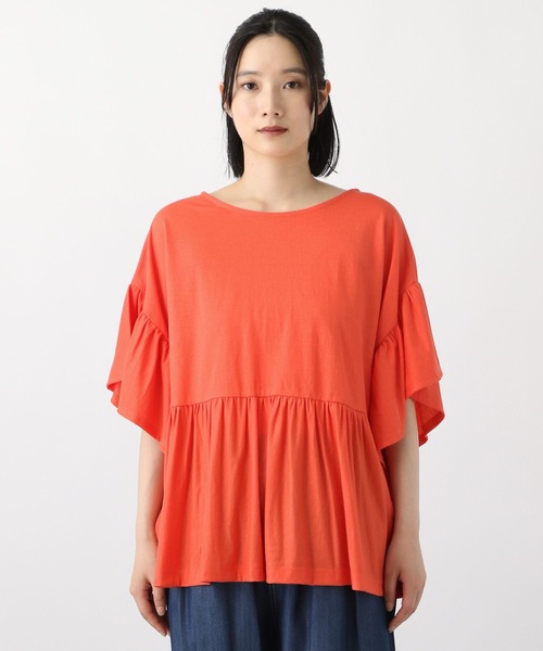 studio CLIP(スタディオクリップ)の「《natural by clip》鹿の子ギャザープルオーバー(Tシャツ/カットソー・レディース・ブルー/オレンジ/ブラック・FREE)」の22枚目の写真