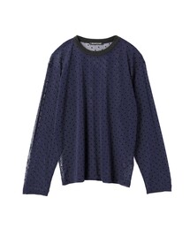 mizuiro ind メッシュドットクルーネックプルオーバー