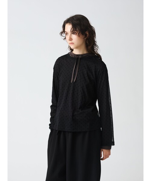 mizuiroind（ミズイロインド）の「mizuiro ind メッシュドットクルーネックプルオーバー（Tシャツ/カットソー・レディース・ブラック/ブラウン/ネイビー・FREE）」の15枚目の写真