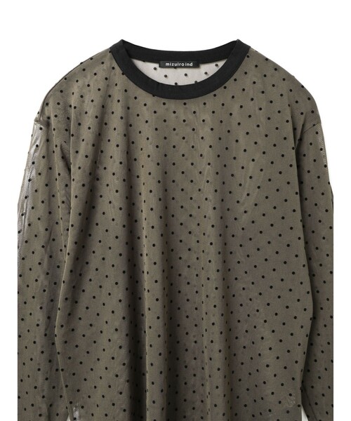 mizuiroind（ミズイロインド）の「mizuiro ind メッシュドットクルーネックプルオーバー（Tシャツ/カットソー・レディース・ブラック/ブラウン/ネイビー・FREE）」の8枚目の写真