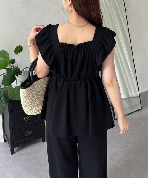 prose verse(プロズヴェール)の「フロントギャザーストレッチフリルペプラムオールインワン(つなぎ/オールインワン・レディース・ブラック・LARGE/MEDIUM/PL/PM)」の12枚目の写真