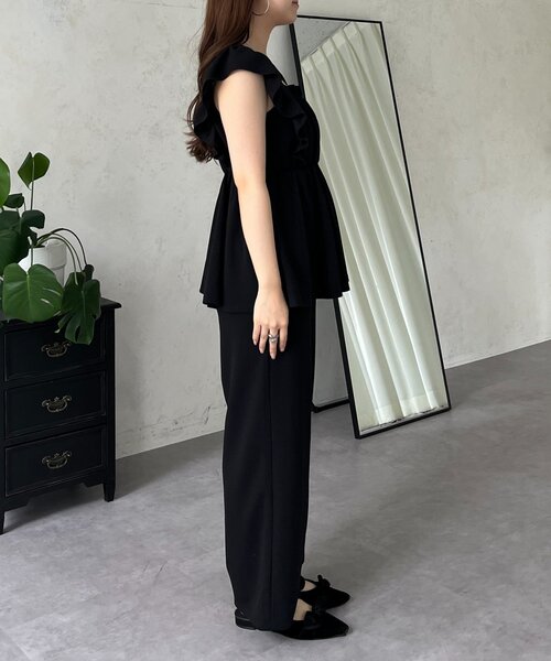 prose verse(プロズヴェール)の「フロントギャザーストレッチフリルペプラムオールインワン(つなぎ/オールインワン・レディース・ブラック・LARGE/MEDIUM/PL/PM)」の14枚目の写真