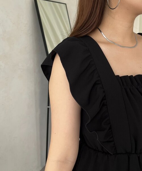 prose verse(プロズヴェール)の「フロントギャザーストレッチフリルペプラムオールインワン(つなぎ/オールインワン・レディース・ブラック・LARGE/MEDIUM/PL/PM)」の18枚目の写真